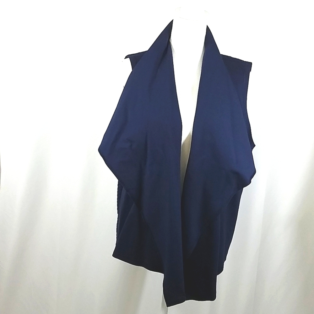 Ralph Lauren Navy Drape Open Front Vest XL Nwt